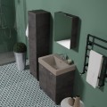 Colavene Alaqua lavabo in ceramica Terra Matt 70x50  Mobile a due ante e completo di colonna e specchio