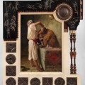 Brafa2020 Galleria Antonacci Frame in wood and various materials with an orientalist painting_Carlo Bugatti