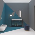 AXA  Ambientazione collezione bagno COSA lavabo bianco lucido doppia vasca 120 cm vaso e bidet e struttura nero matt design G  Angelelli