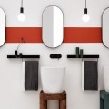 AXA   KRACKLITE lavabo semi freestanding bianco lucido diam  46 cm su mobiletto PANKA frassino scuro