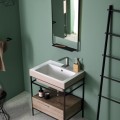 Colavene Alaqua lavabo 70x50 bicolor Matera Matt con struttura Quadrello con cassetto