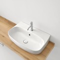 Kerasan Nolita  lavabo 70 cm su mensola in legno finitura bianco lucido