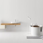 Kerasan Nolita lavabo da appoggio su mensola in legno e vasca finitura bianco lucido